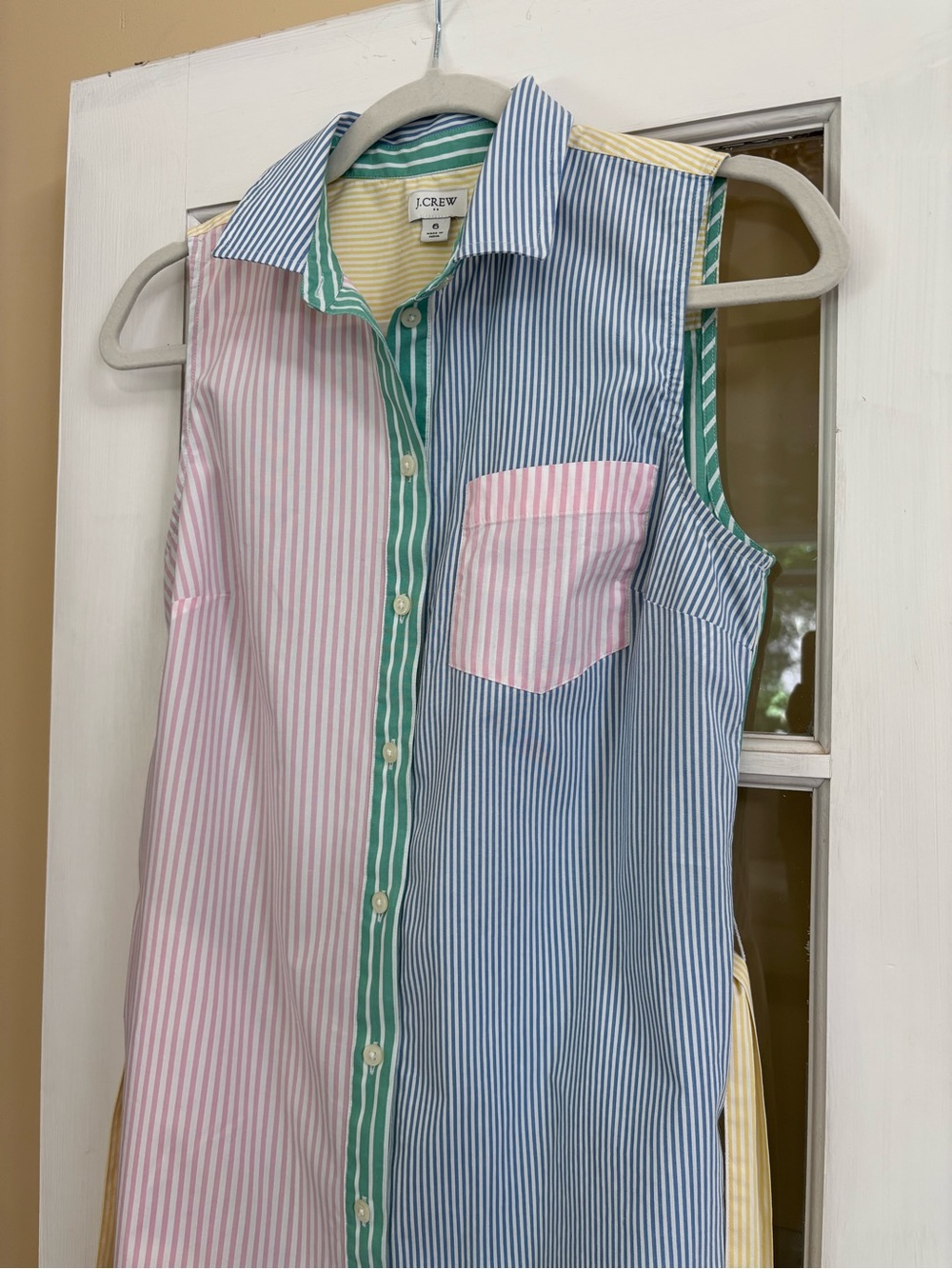 J. Crew Multicolor Striped Sleeveless Button-Down Shirt Dress Size 6 - Picture 10 of 11